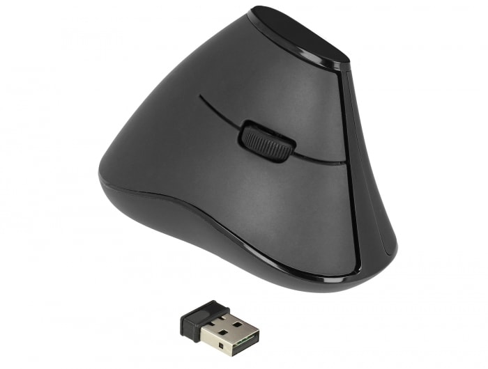 Delock Ergonominen pystysuora optinen 5-painikkeinen hiiri 2,4 GHz langaton - Hiljainen