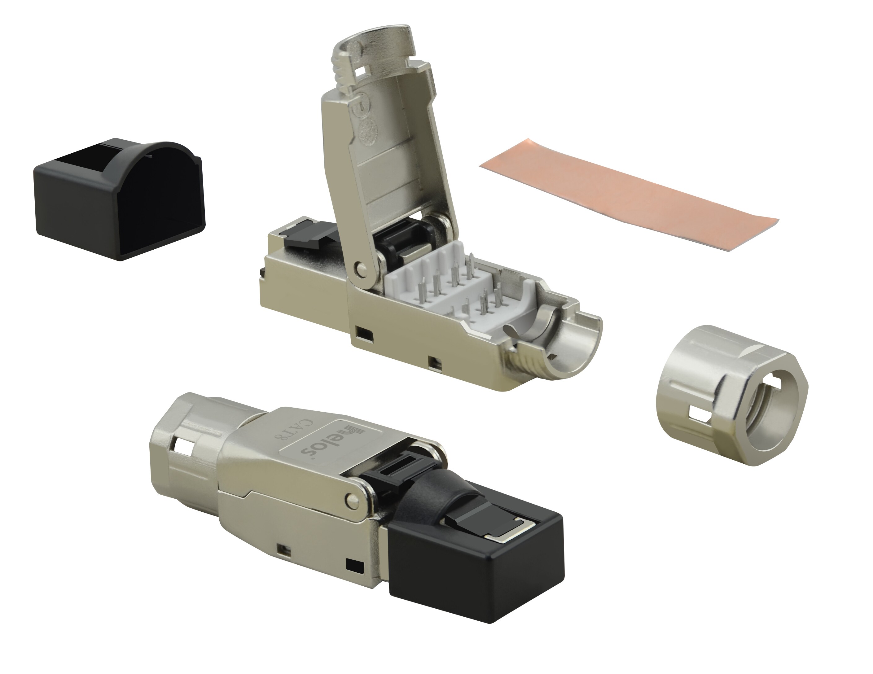 helos kenttäjohdotettava premium Cat 8.1 metallipistoke, 5 versiota