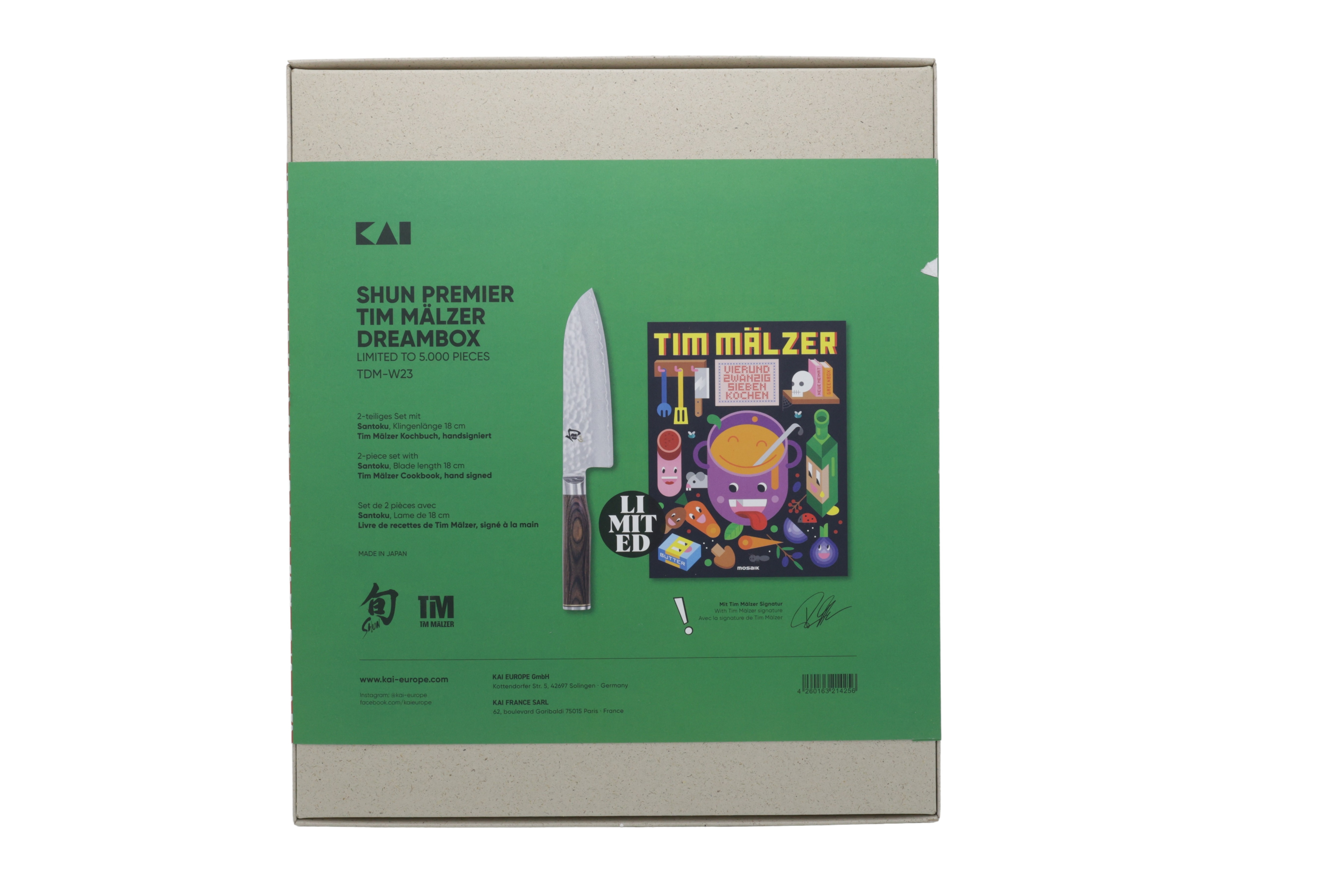Kai Shun Premier TDM-W23 Tim Mälzerin Santoku-veitsi Keittokirja