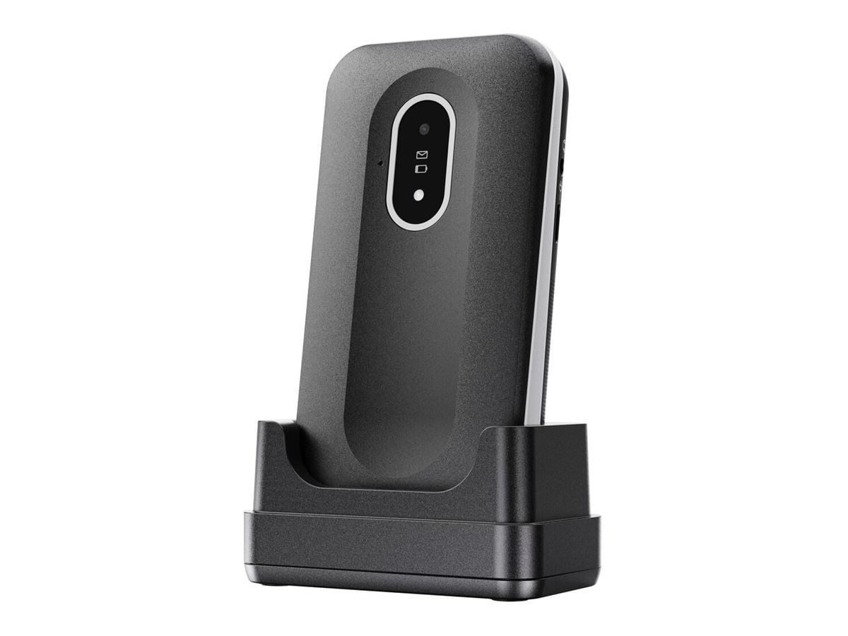 Doro Leva L20 4G, isonäppäiminen flip-puhelin, musta ja valkoinen