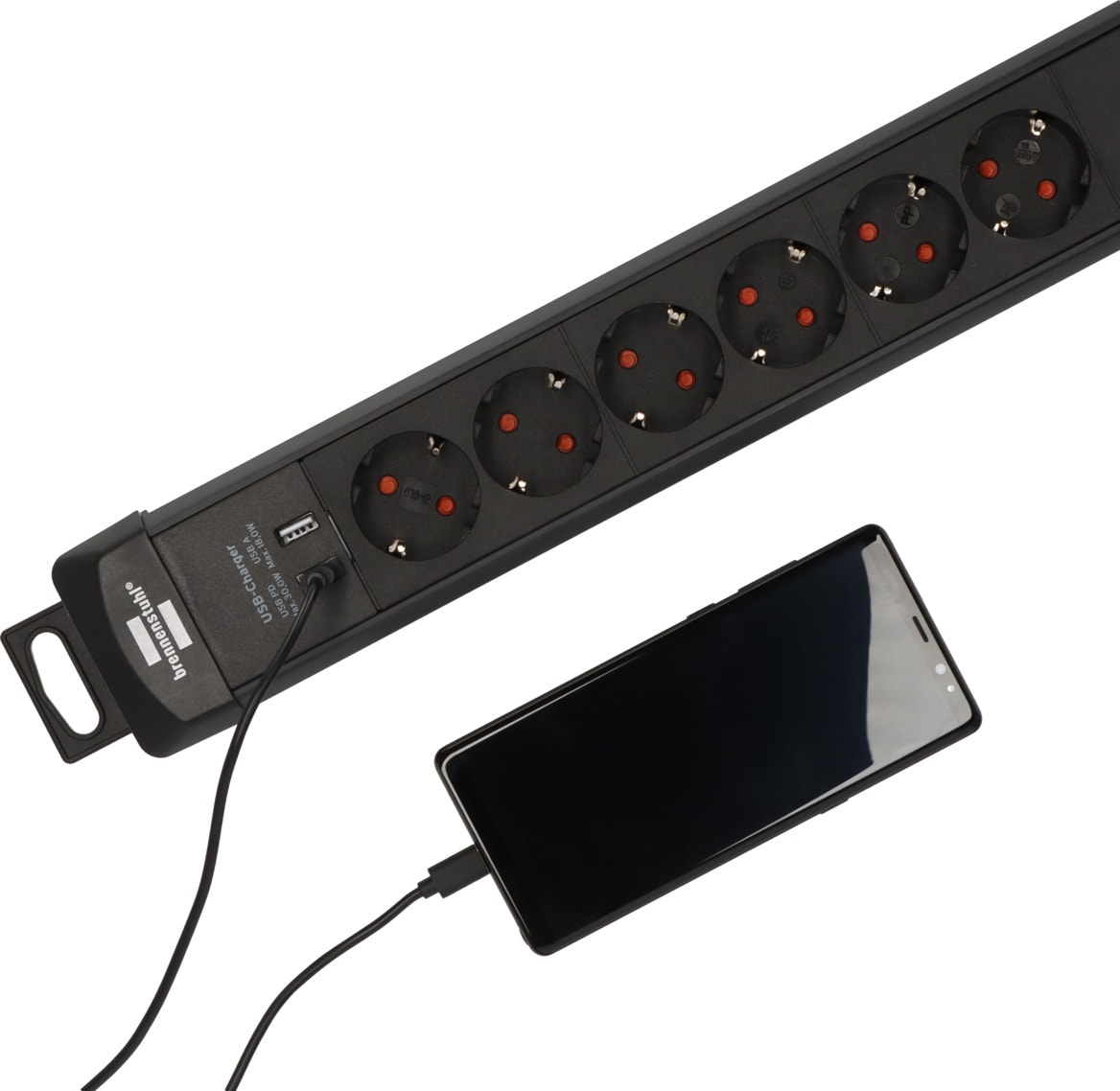 Brennenstuhl Premium-Line 6-nastainen USB C, USB A, musta, 3m