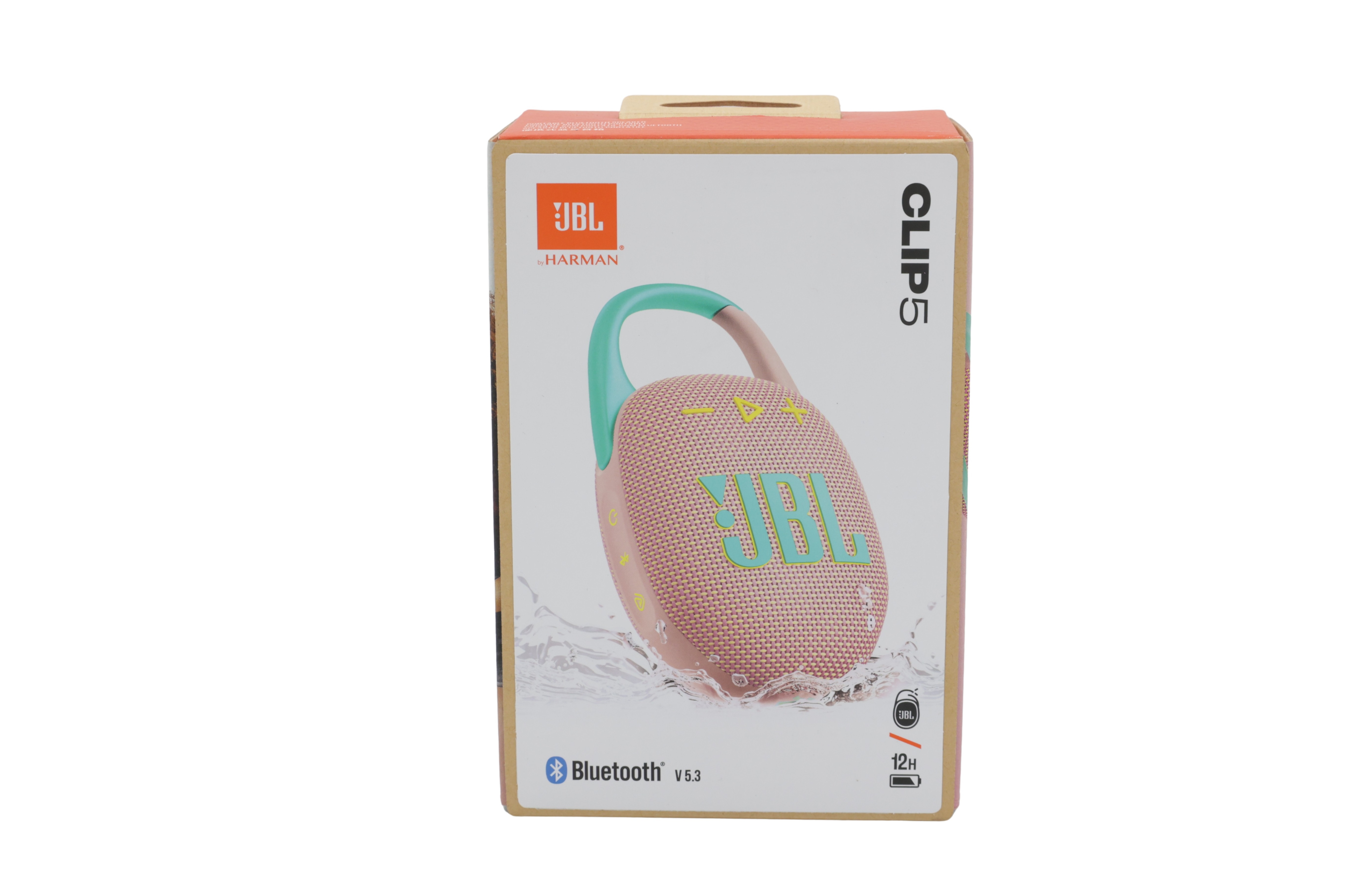 JBL Clip 5 kannettava Bluetooth-kaiutinlaatikko, vaaleanpunainen