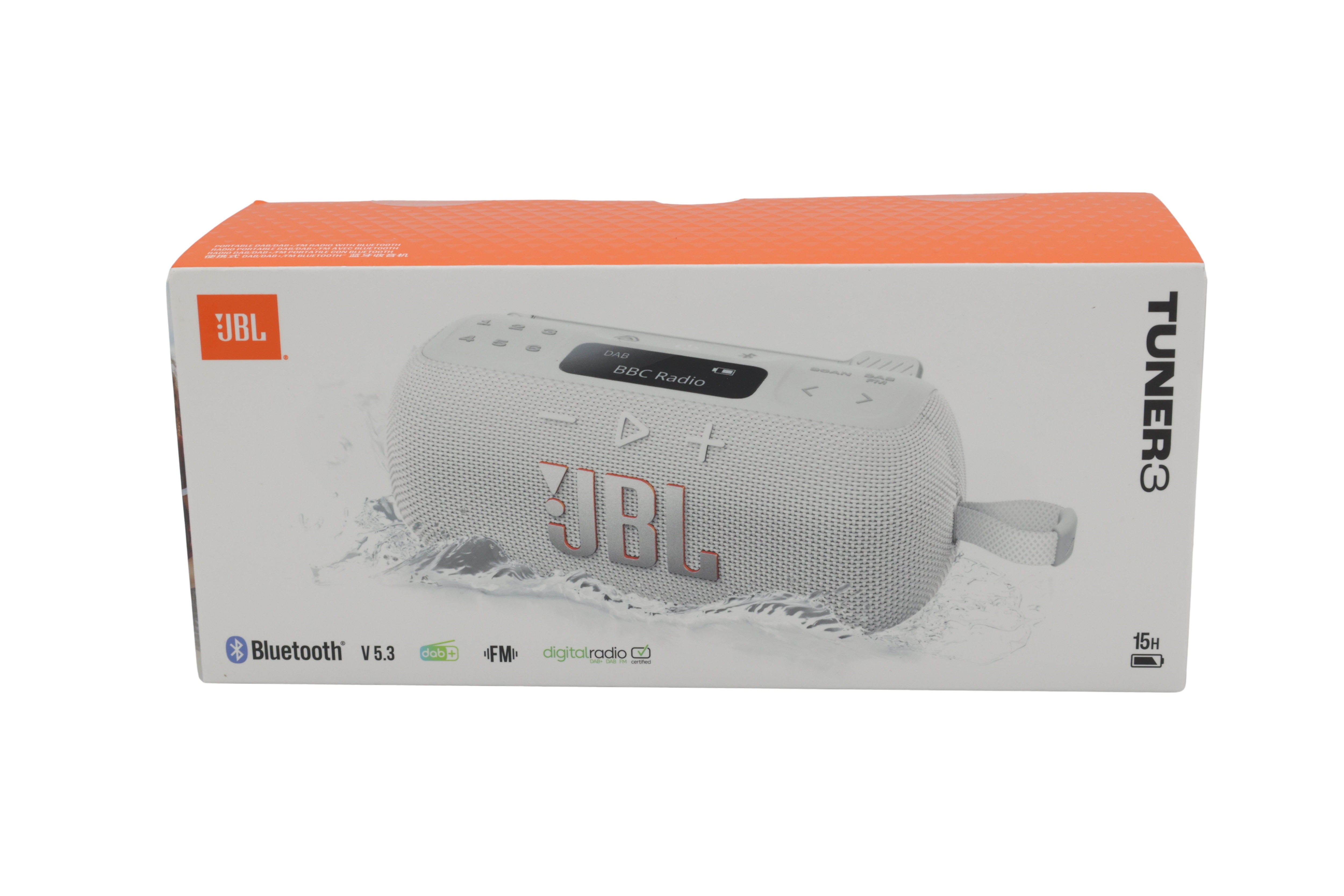 JBL Viritin 3 Kannettava DAB/UKW BT-radio, IP68, valkoinen