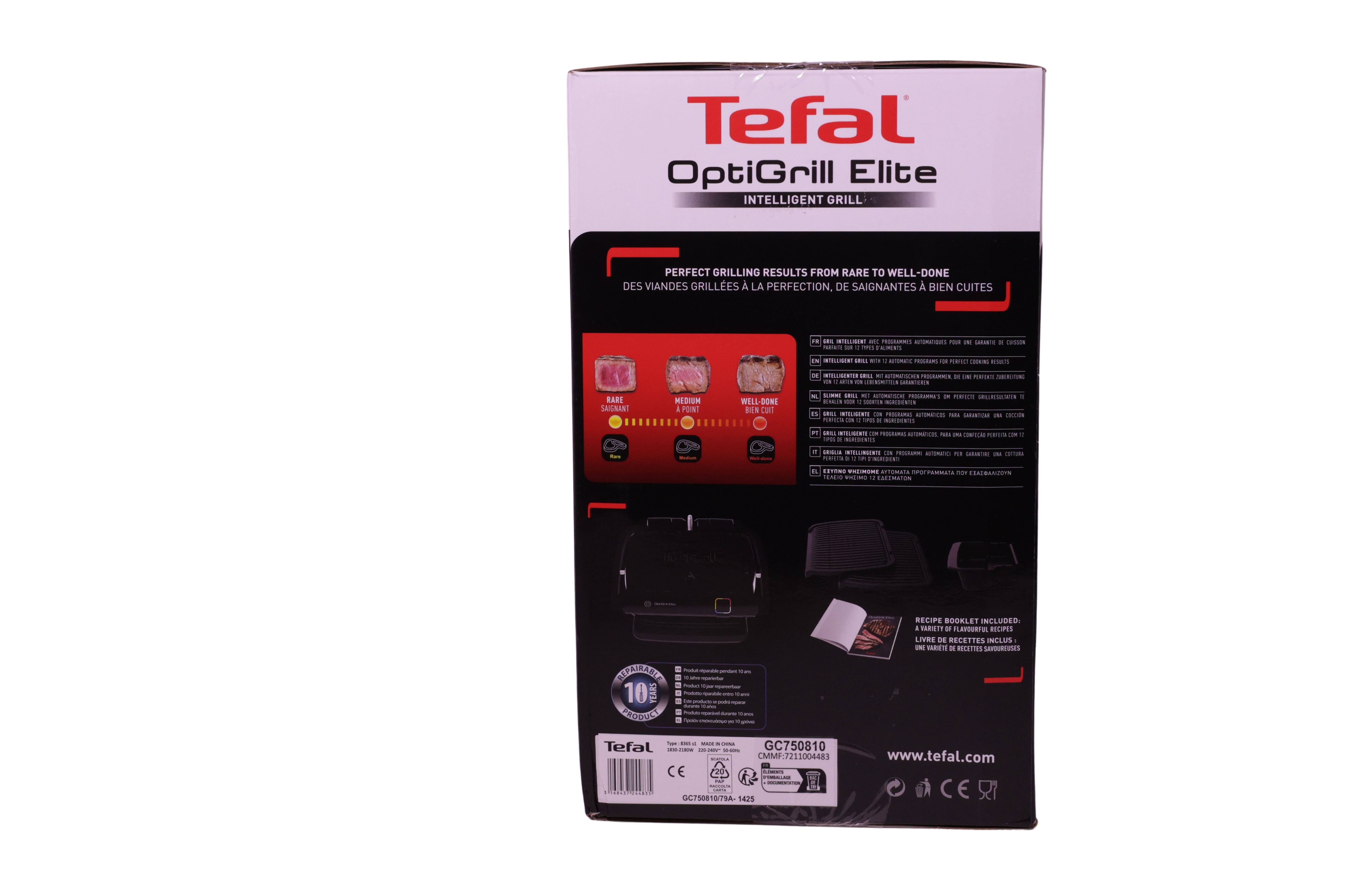 Tefal GC7508 OptiGrill Elite -kosketusgrilli, musta