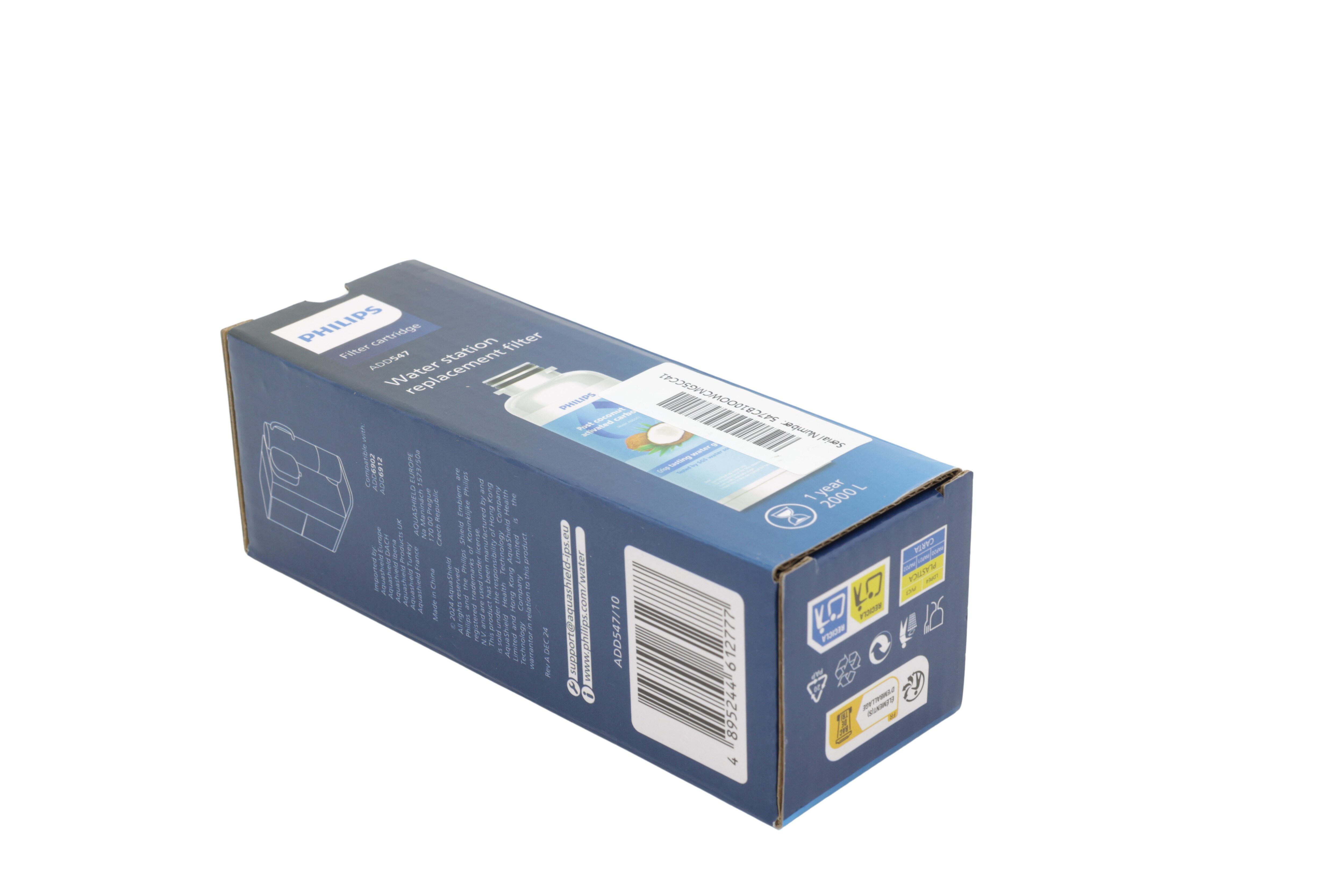 Philips ADD547/10 -vaihtosuodatinpatruuna ADD6912BK/10 -mallille (kookospähkinänkuoren jälkisuodatin)
