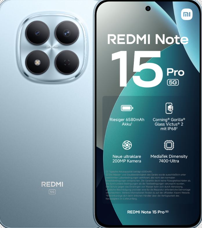 Xiaomi Redmi Note 15 Pro 5G 256GB jäätikön sininen