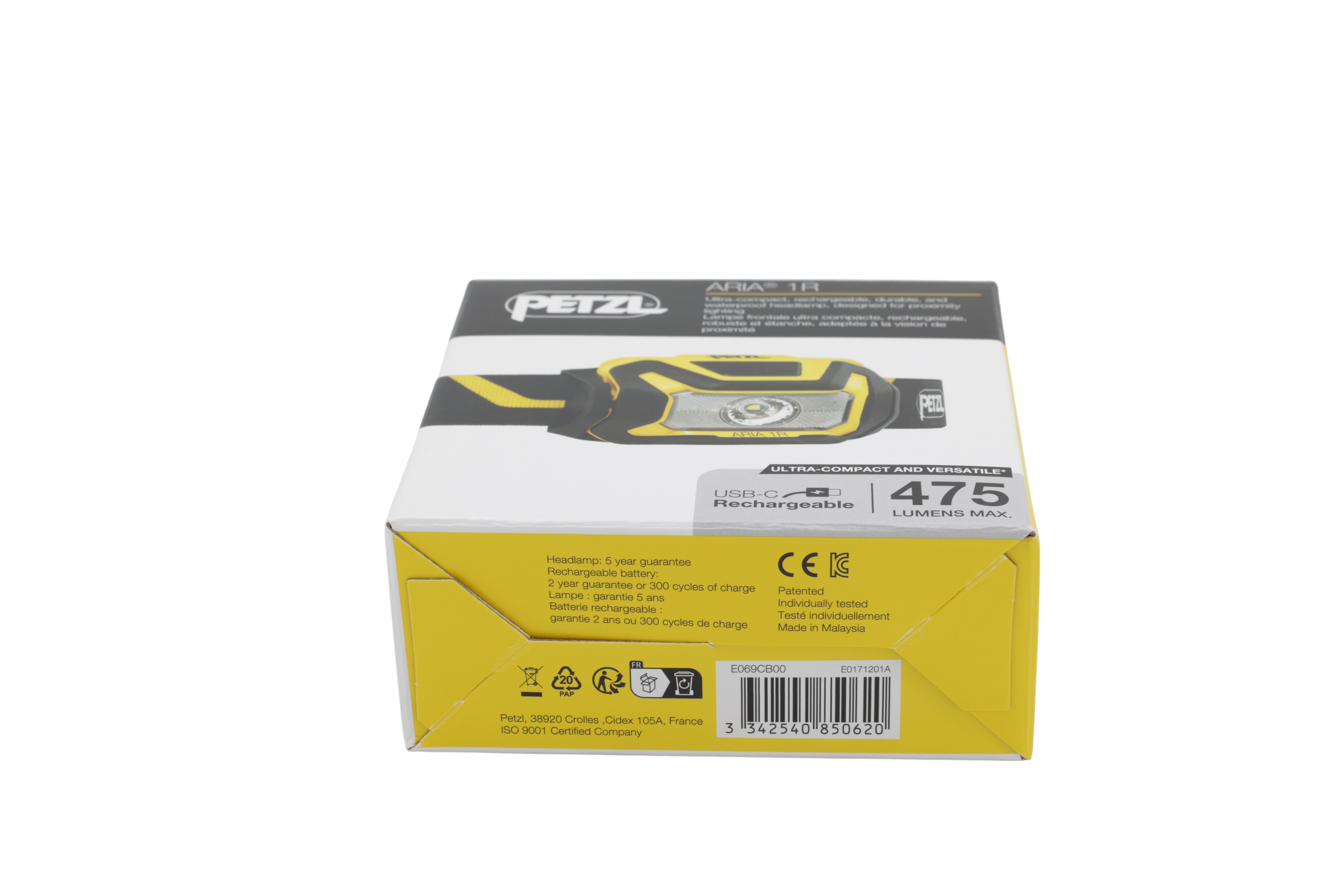 Petzl E069CB00 Ajovalaisin ARIA 1R musta/keltainen