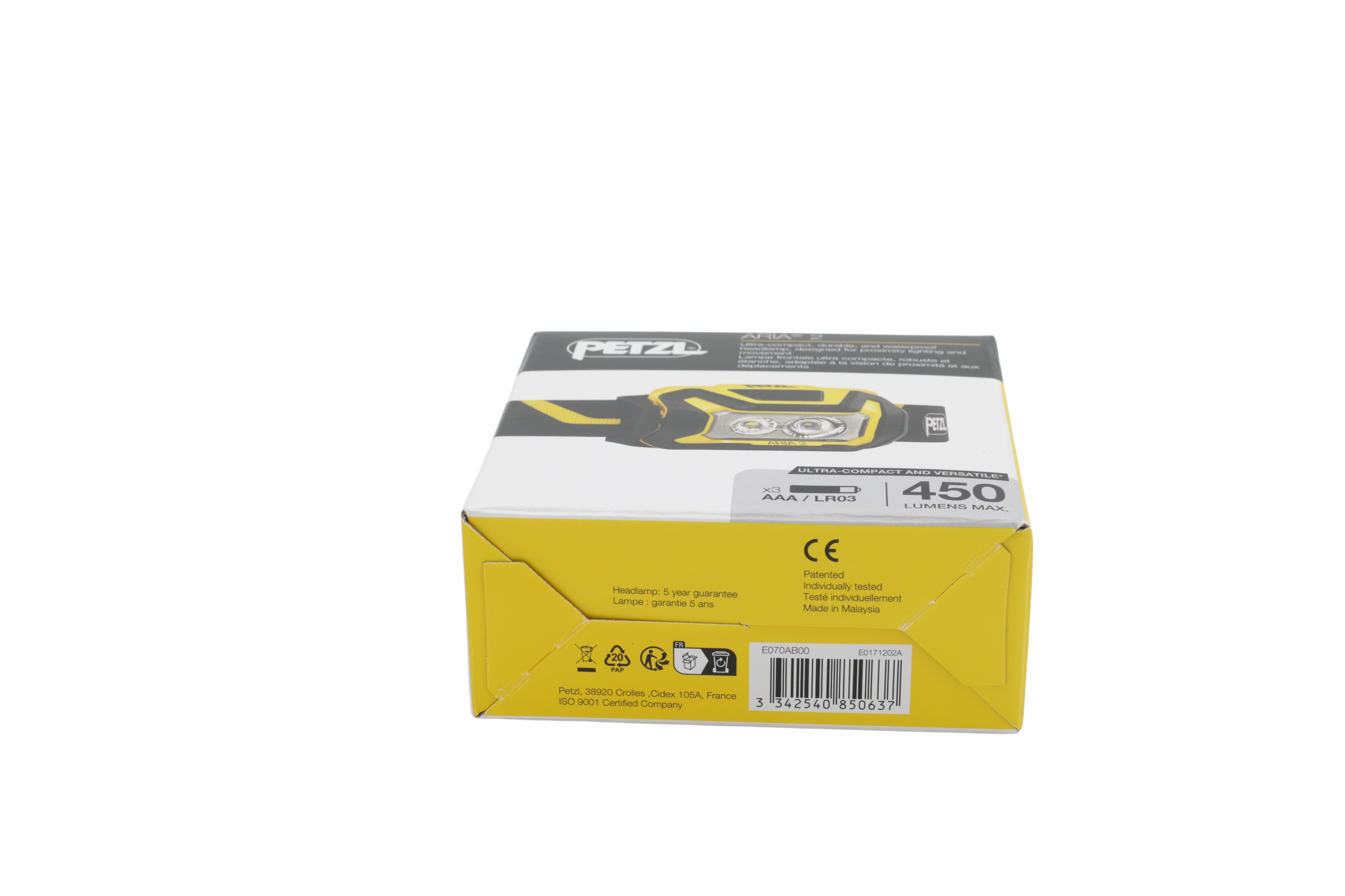 Petzl E070AB00 Ajovalaisin ARIA 2 musta/keltainen