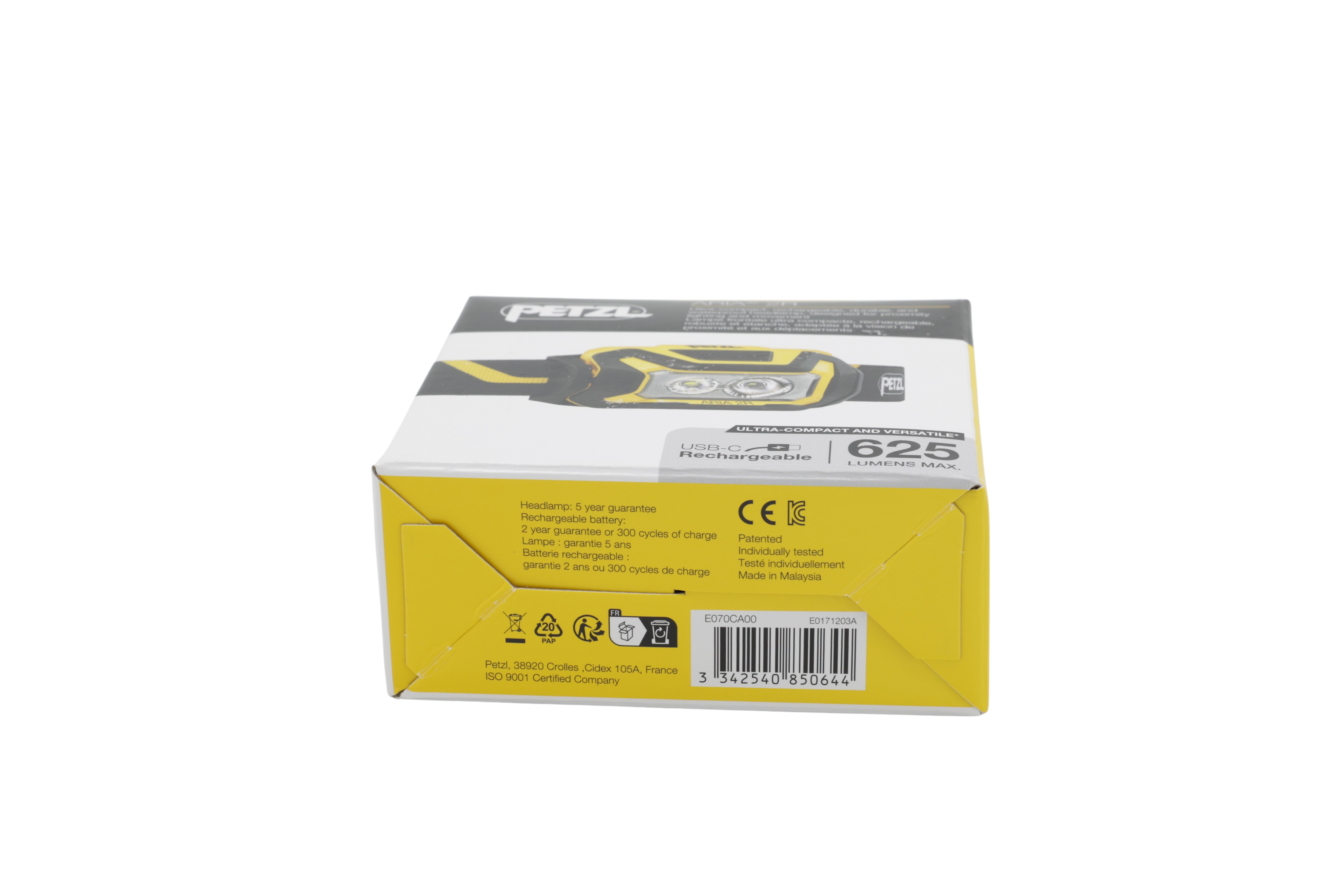 Petzl E070CA00 Ajovalaisin ARIA 2R musta/keltainen