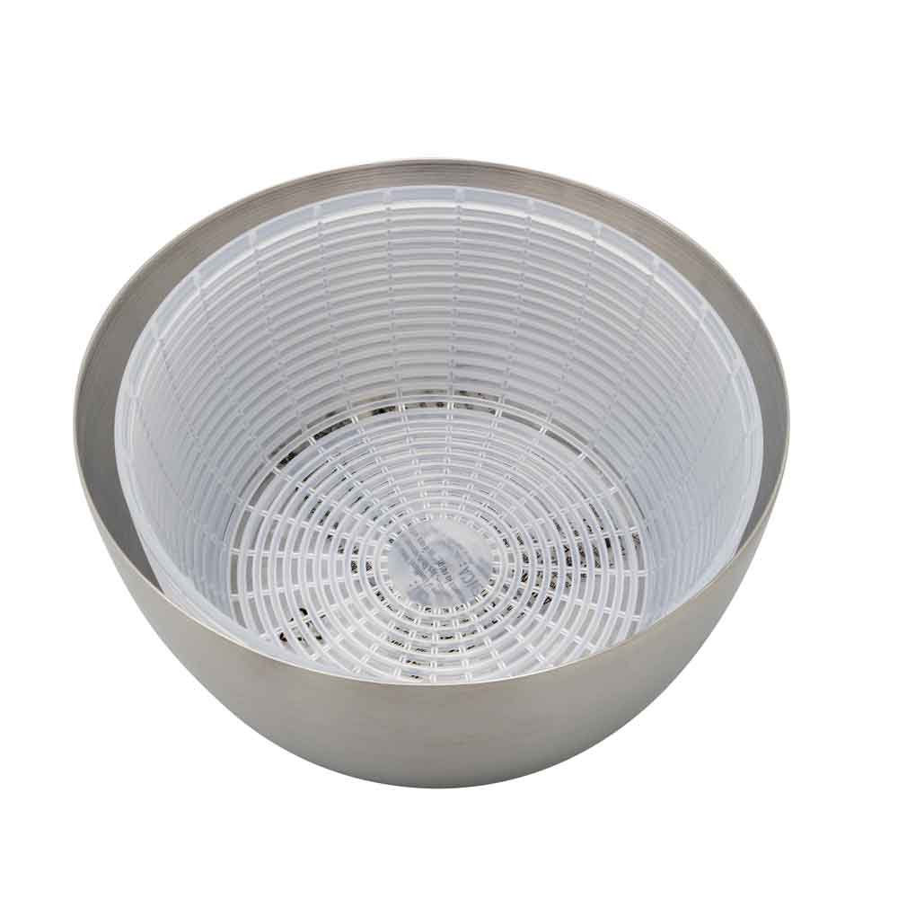OXO 1071497 Ruostumattomasta teräksestä valmistettu salaattisekoitin, 24 cm, kannella