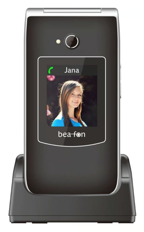 Beafon SL645 LTE - 4G, Silver Line, isonäppäiminen flip-matkapuhelin, musta-hopea