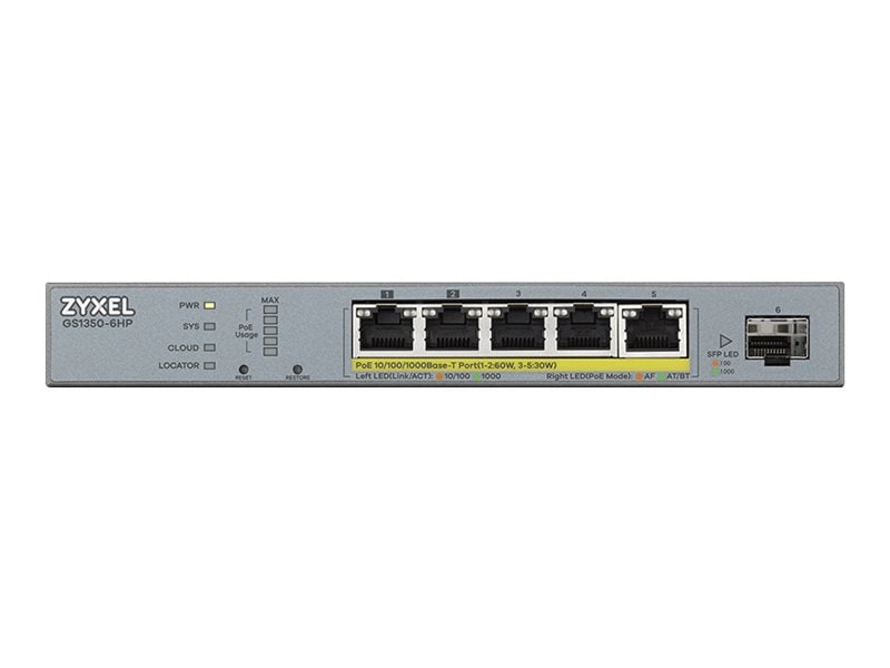 Zyxel GS1350-6HP 6-porttinen hallittu CCTV-PoE-kytkin