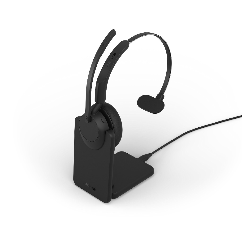 Jabra Evolve3 45 UC Mono, musta, Link 390a:n ja latausaseman kanssa