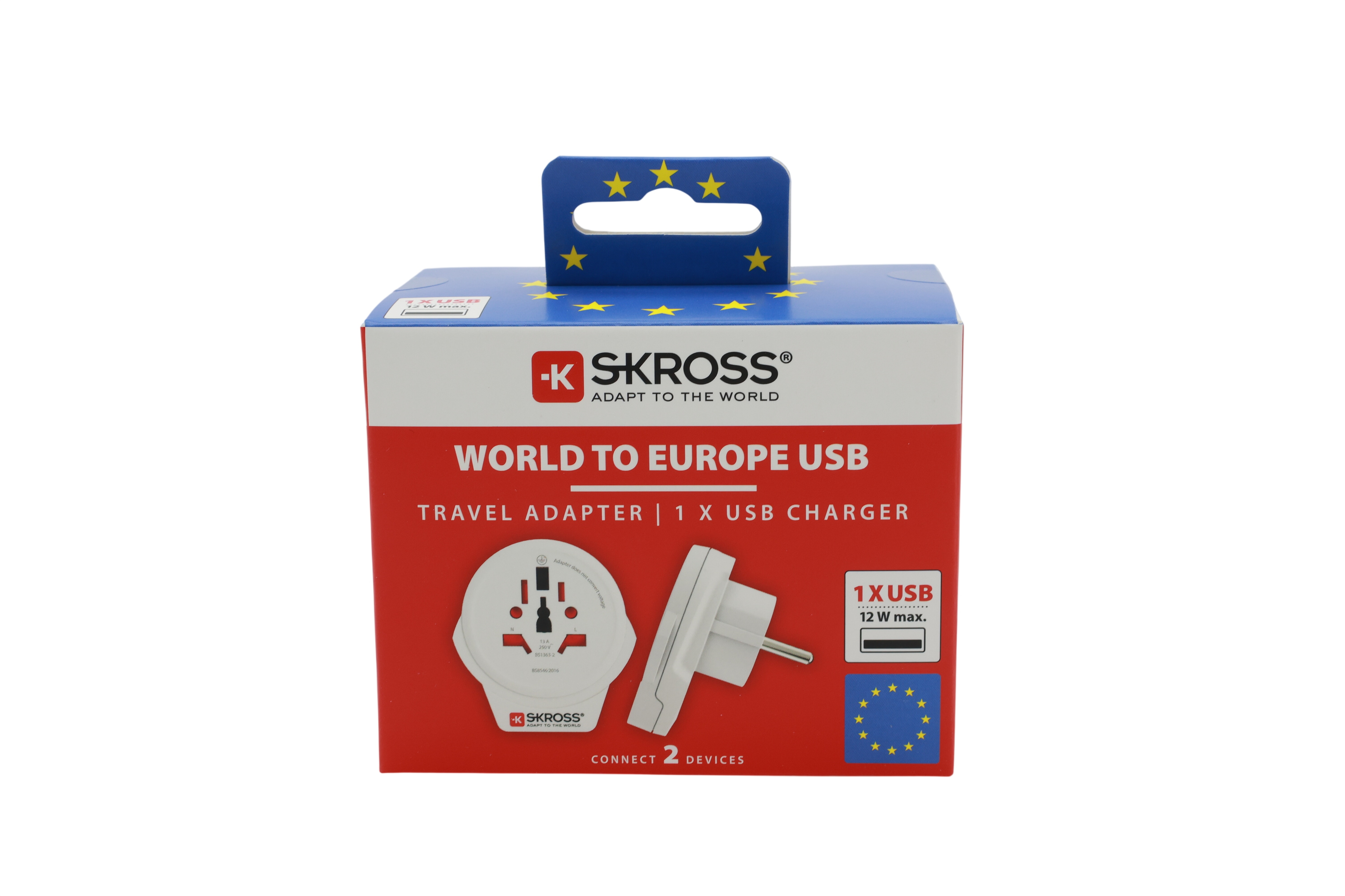 SKROSS World to Europe USB White, vähittäismyyntipakkaus