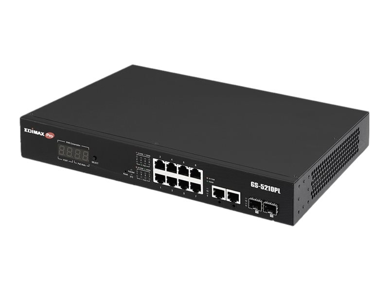 Edimaxin valvonta-VLAN-kytkin, 12-porttinen Gigabit PoE Web Smart -kytkin pitkän matkan yhteyksiin