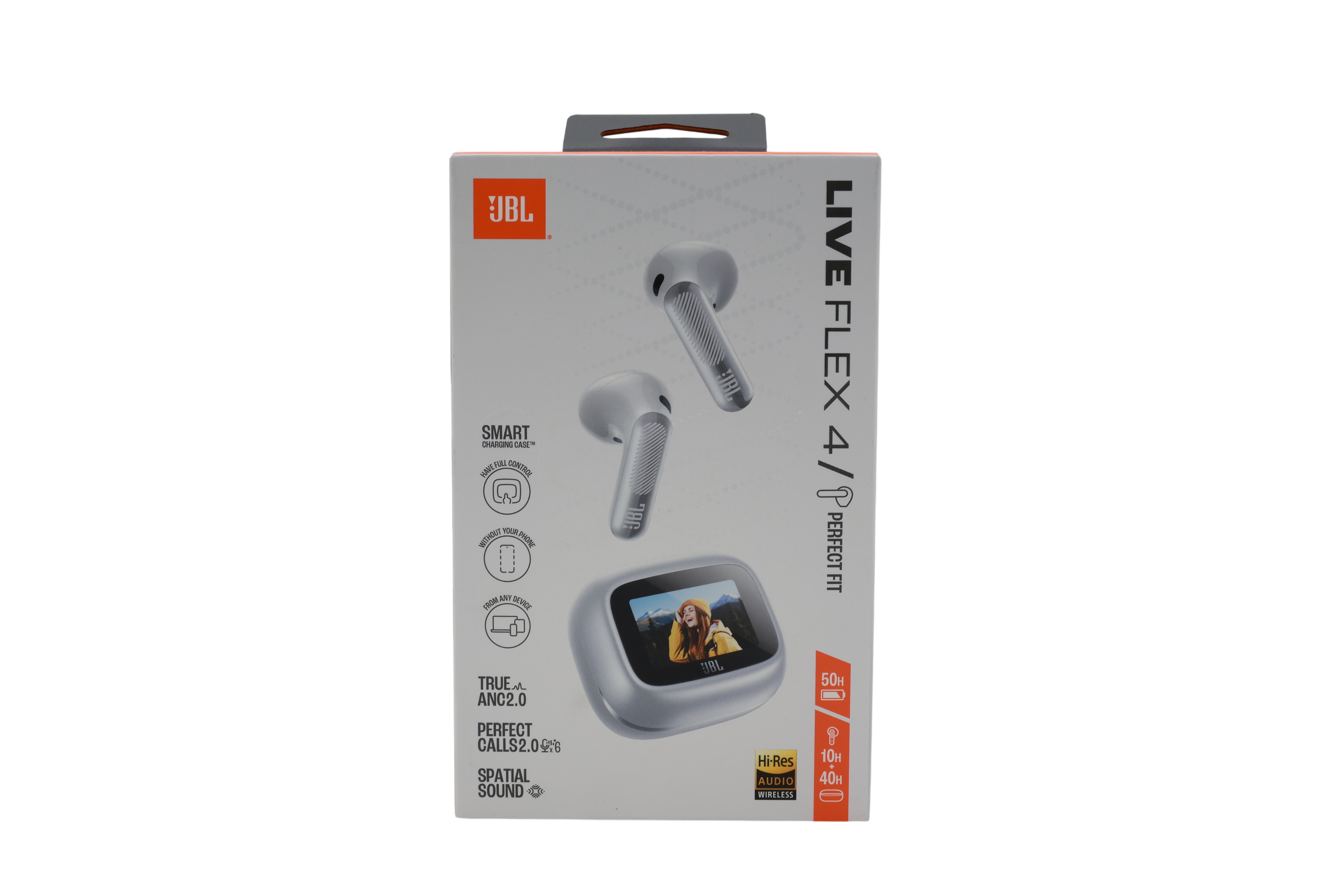 JBL Live Flex 4, langattomat Bluetooth-korvakuulokkeet, hopea