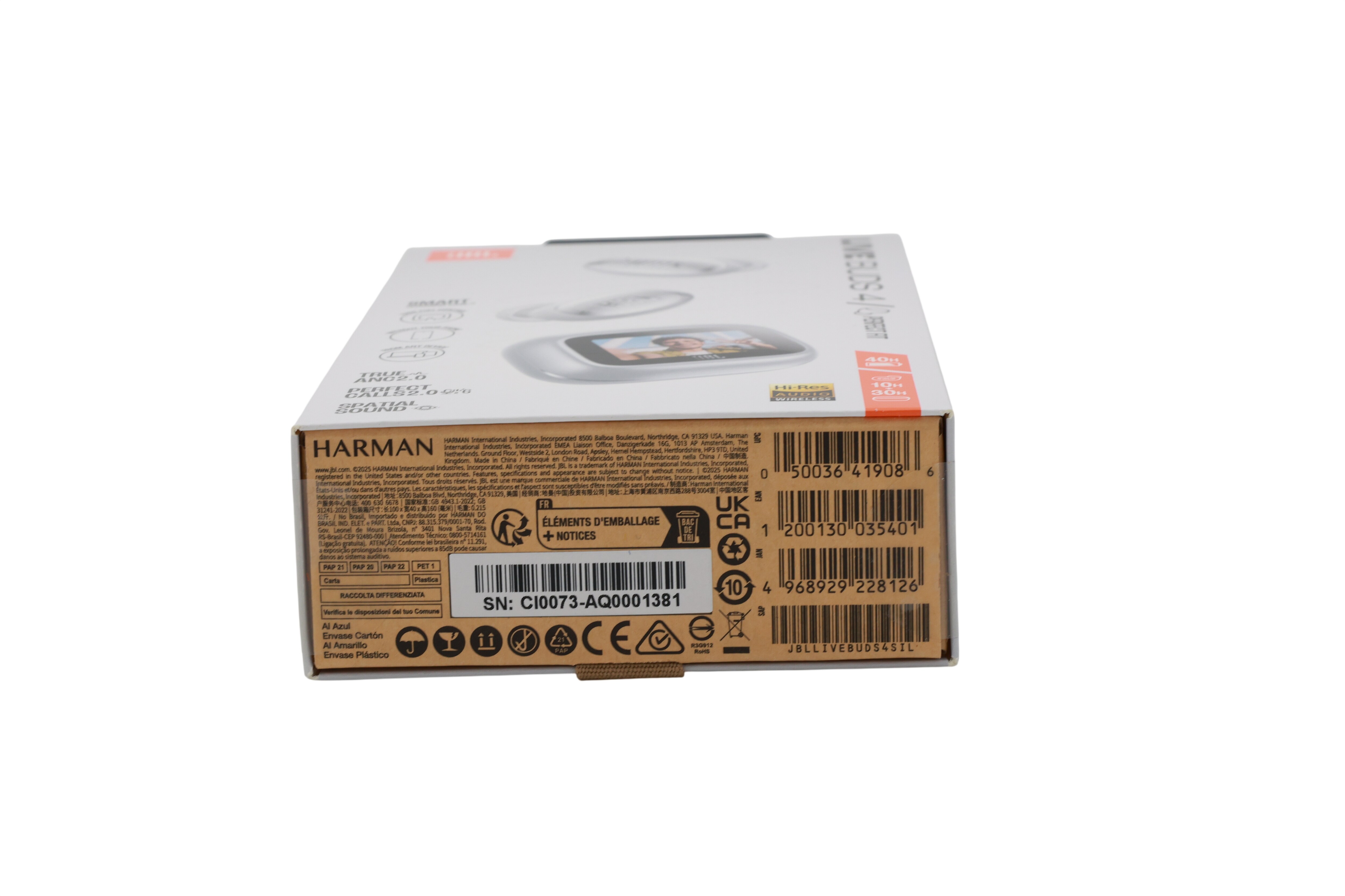 JBL Live Buds 4, langattomat Bluetooth-korvakuulokkeet, hopea