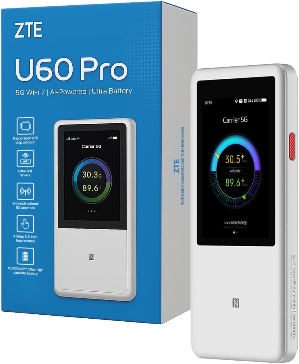 ZTE U60 Pro -matkapuhelin, hotspot-reititin, 4G/5G WiFi – valkoinen
