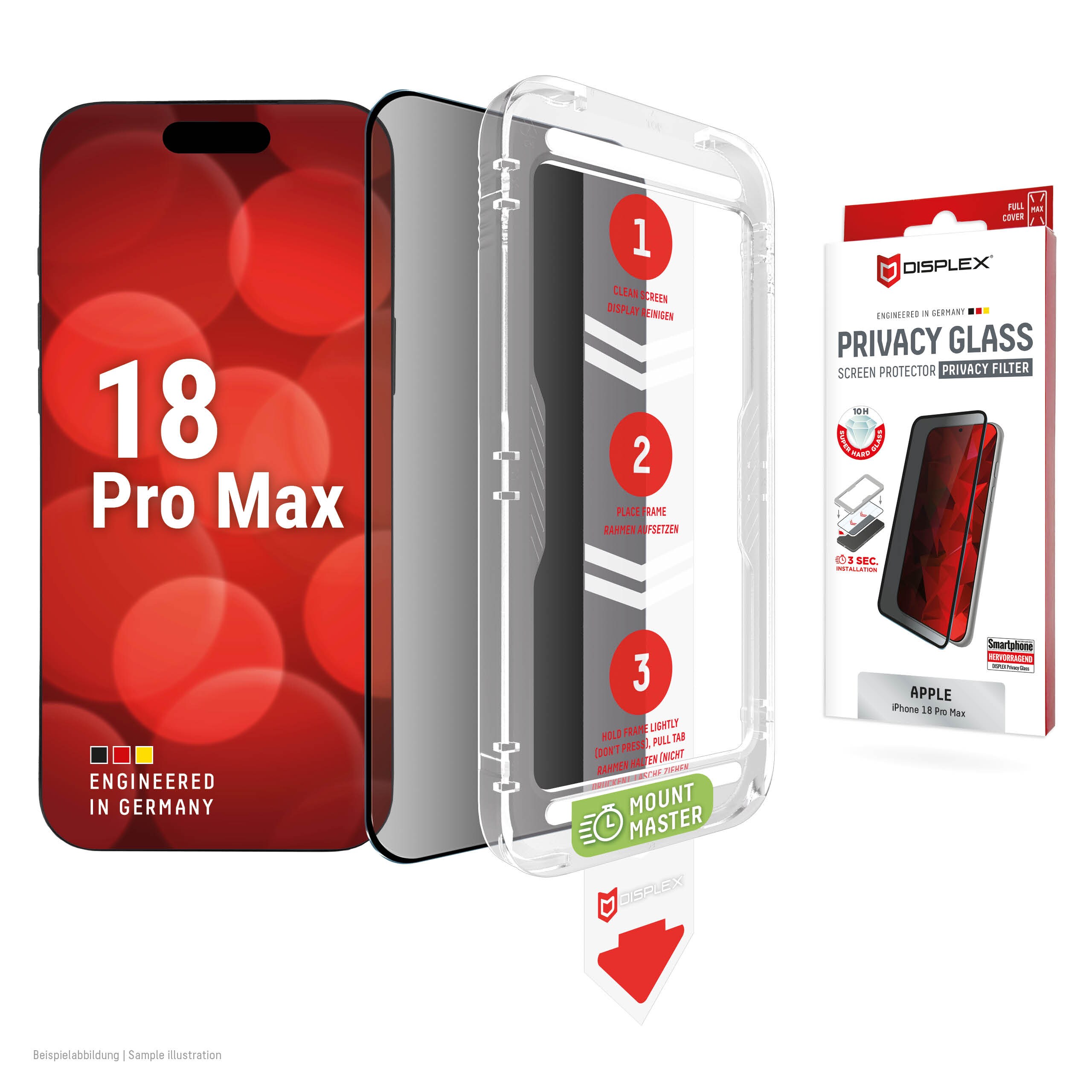 DISPLEX Privacy -lasisuojat Apple iPhone 18 Pro Maxille ja 17 Pro Maxille