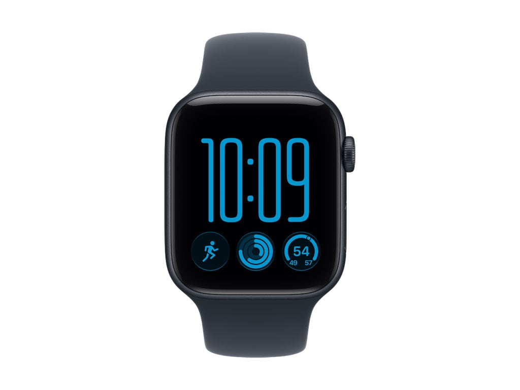 Apple Watch SE 3 Aluminium 44 mm Mitternacht (Sport-ranneke, laivastonsininen) M–L