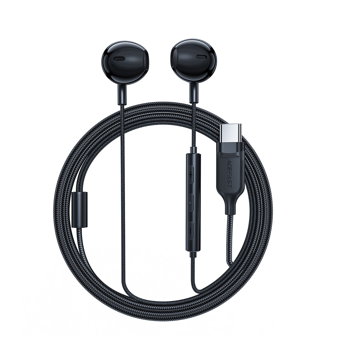 Acefast L2 in-ear-kuulokkeet USB-C-liitännällä, mikrofonilla ja kaukosäätimellä 1,2 m - musta