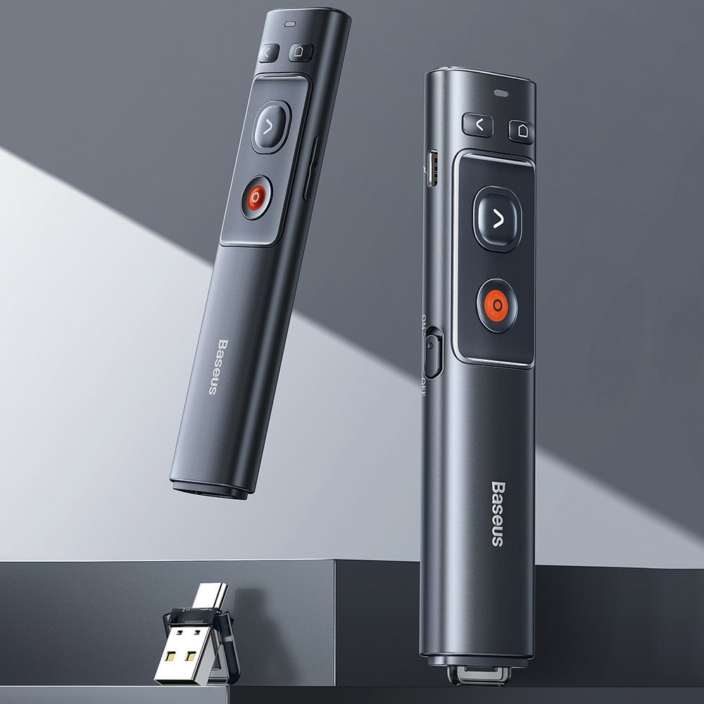 Baseus Orange Dot Langaton esittelylaserosoitin - harmaa (pariston kanssa)