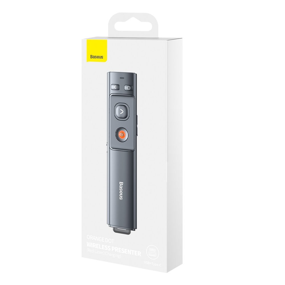 Baseus Orange Dot Langaton esittelylaserosoitin - harmaa (pariston kanssa)