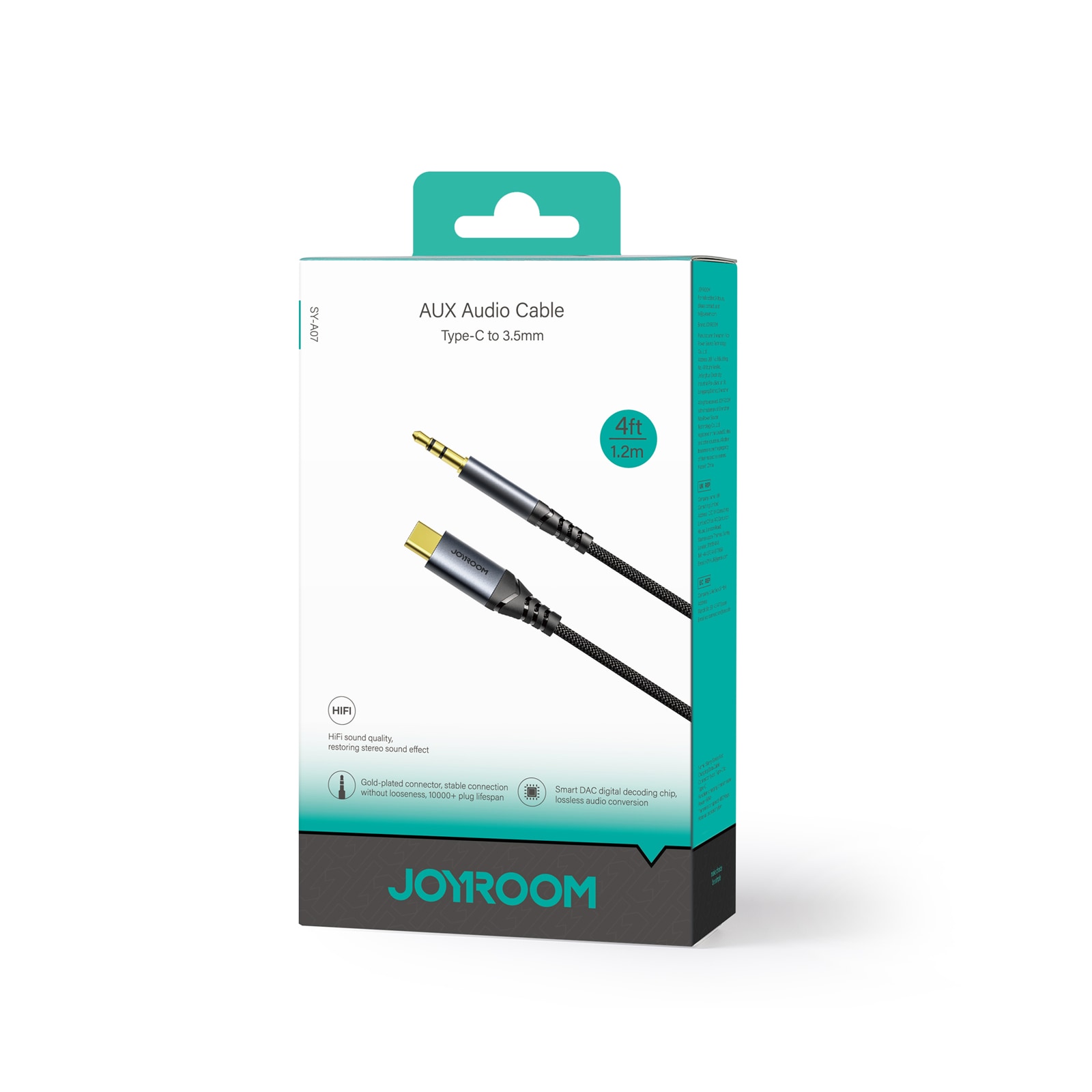 Joyroom Audio Transfer Series SY-A07 Mini Jack 3.5mm/USB-C kaapeli 1.2m - Musta