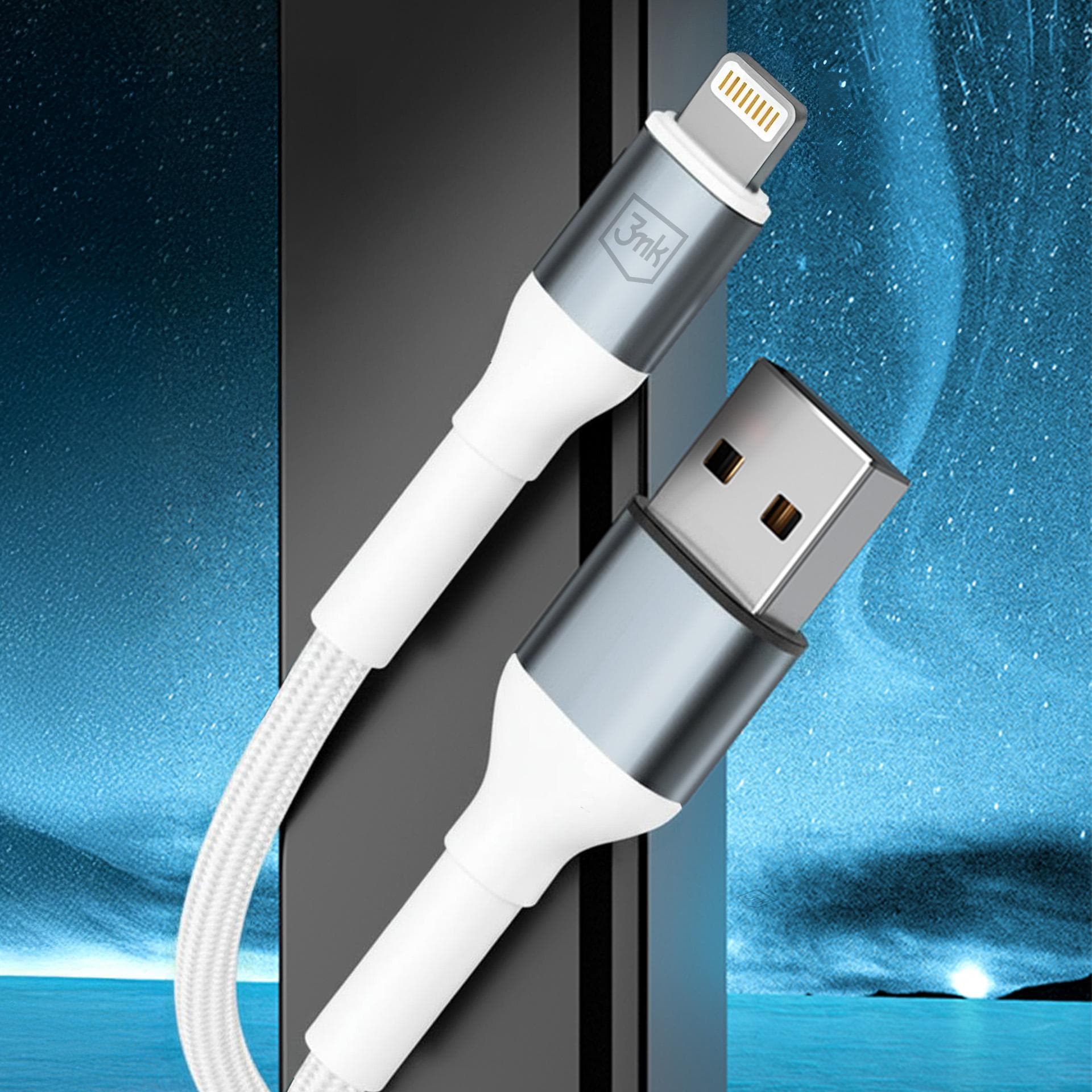 3mk 3mk Kaapeli 3mk Hyper Cable N-SERIES USB-A / Lightning 2m 5V/2.4A 12W / valkoinen