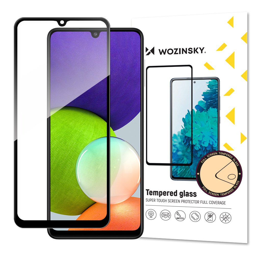 Wozinsky Full Glue Super Tough näytönsuoja kehys Case Friendly Samsung Galaxy A22 4G musta
