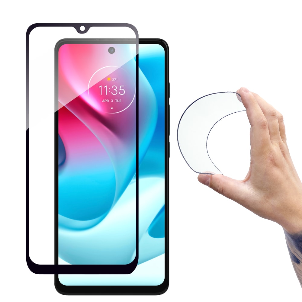 Täydellinen suojakansi Flexi Nano Glass -kalvo karkaistu lasi Moto G60s -kehyksen kanssa
