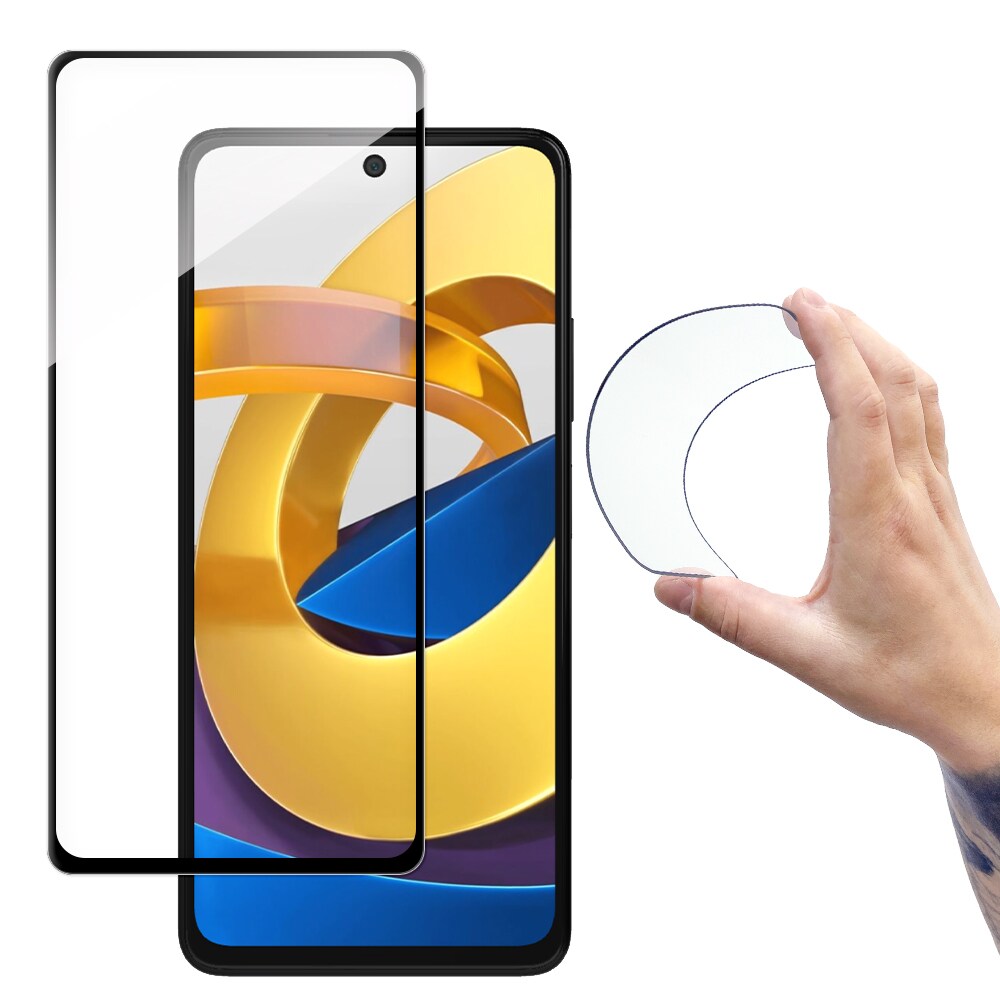 Wozinsky Täydellinen kansi Flexi Nano Glass Film Xiaomi Poco M4 Pro 5G läpinäkyvä kehyksellä