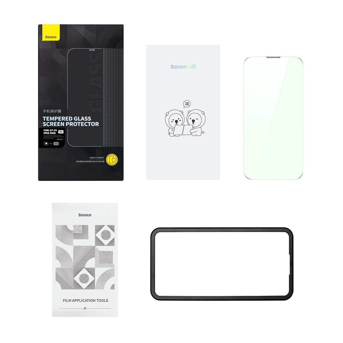 Baseus Koko karkaistu lasi iPhone 14 Pro Max, sinisen valon suodatin ja 0,3 mm kaiutin kansi