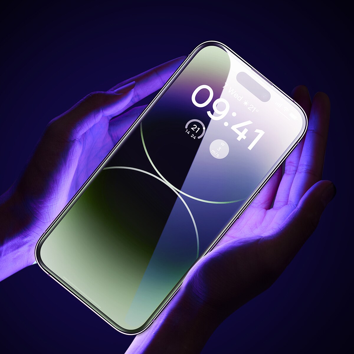 Baseus Koko iPhone 14 Pro karkaistu lasi sinisen valon suodatin 0,3 mm kaiuttimen suojus + kehys