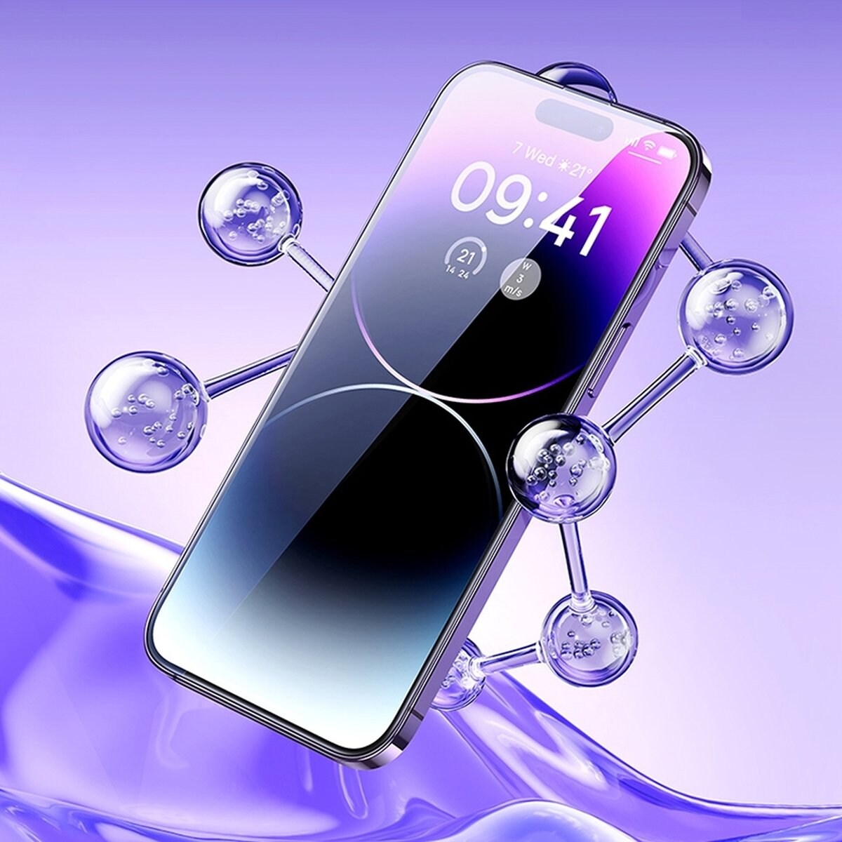 Baseus Koko iPhone 14 Pro karkaistu lasi sinisen valon suodatin 0,3 mm kaiuttimen suojus + kehys