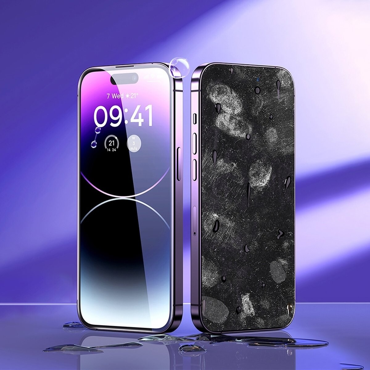 Baseus Koko iPhone 14 Pro karkaistu lasi sinisen valon suodatin 0,3 mm kaiuttimen suojus + kehys