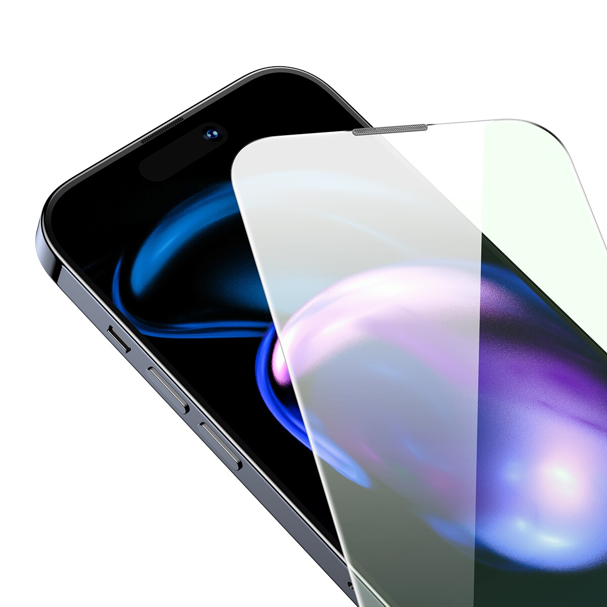 Baseus Koko iPhone 14 Pro karkaistu lasi sinisen valon suodatin 0,3 mm kaiuttimen suojus + kehys