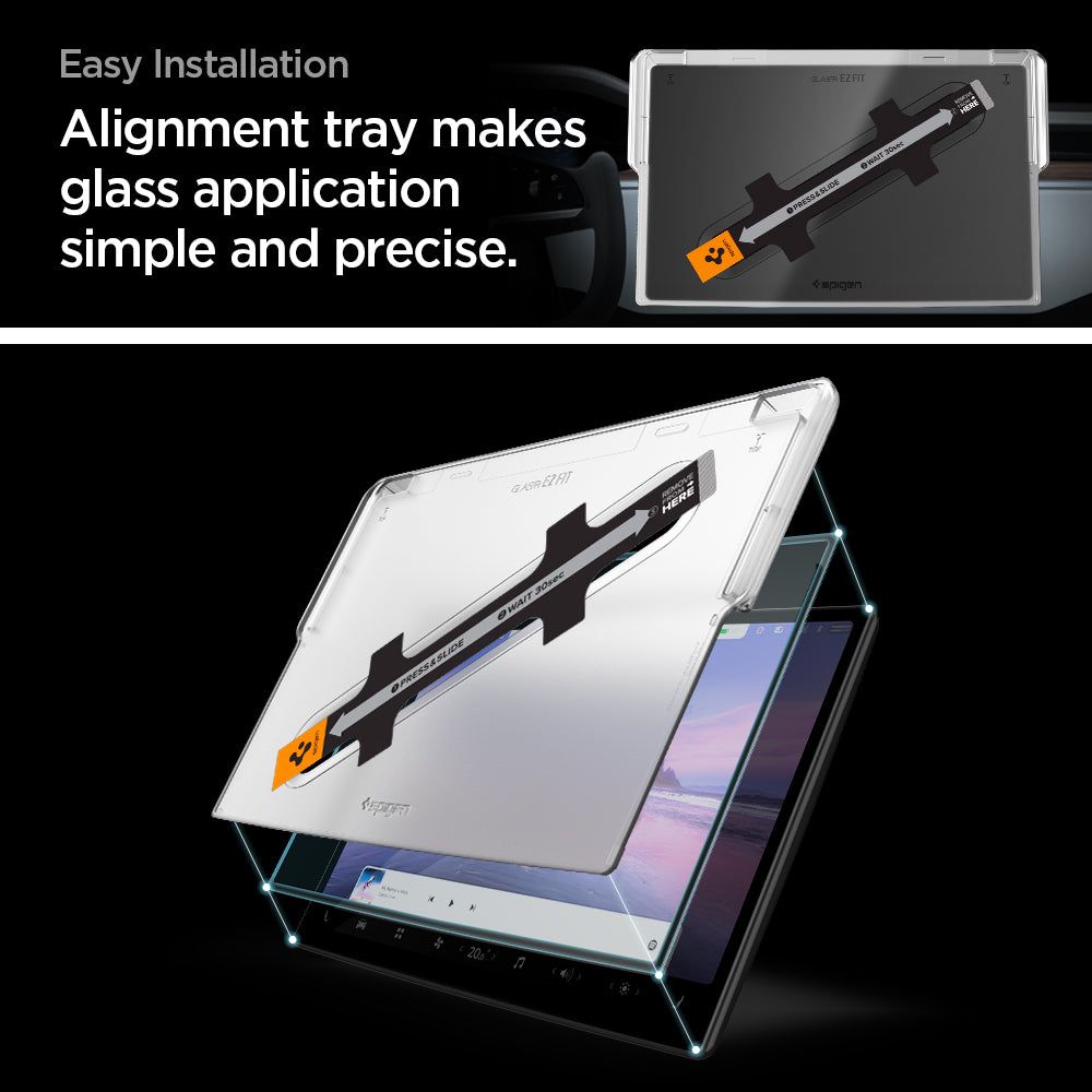 Spigen Glas.tR EZ Fit karkaistu lasi Tesla Model X 2022 / Model S 2021 - musta - musta