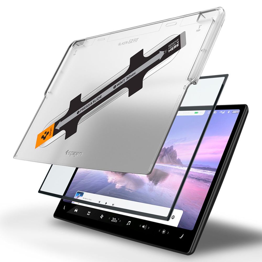 Spigen Glas.tR EZ Fit karkaistu lasi Tesla Model X 2022 / Model S 2021 - musta - musta