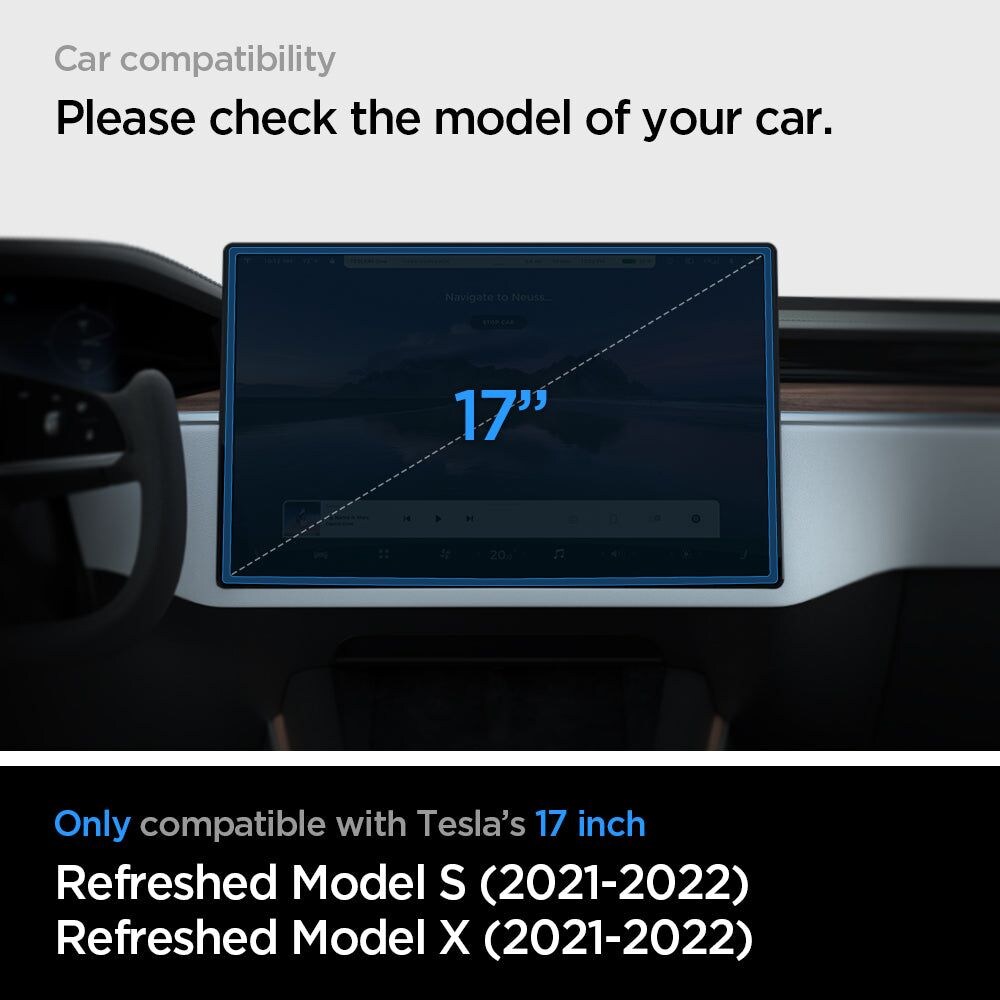 Spigen Glas.tR EZ Fit karkaistu lasi Tesla Model X 2022 / Model S 2021 - musta - musta