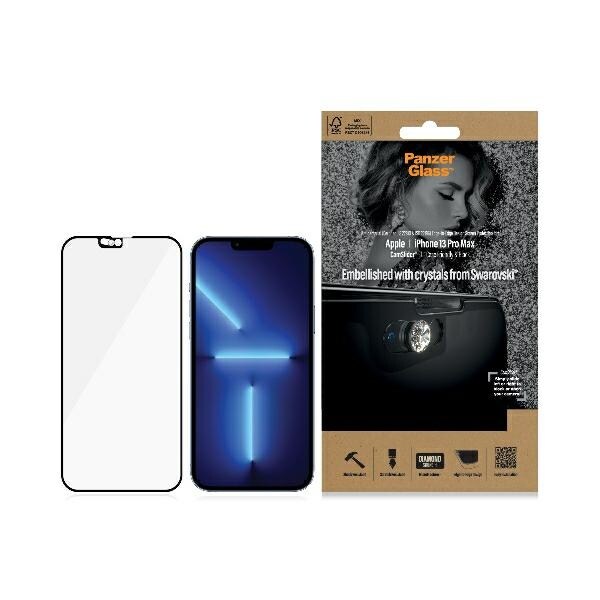 PanzerGlass E2E Antibakteerinen lasi kameransuojalla Swarovsky-kristallilla iPhone 13 Pro Maxille