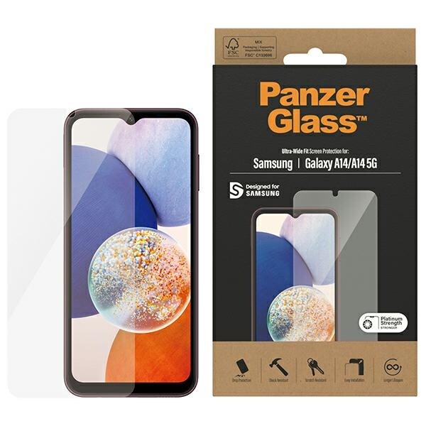 PanzerGlass Ultra-Wide Fit karkaistu lasi Samsung Galaxy A14 5G / A14 -puhelimelle