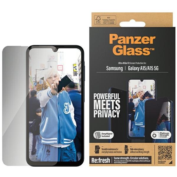 PanzerGlass Ultra-Wide Fit yksityisyyden suoja karkaistu lasi Samsung Galaxy A15 / A15 5G:lle