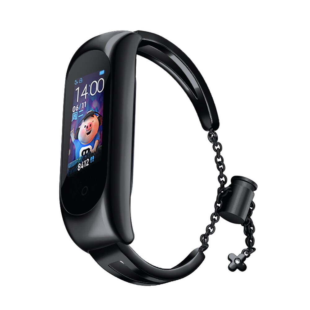 Metallinen rannekoru Xiaomi Mi Band 3 / 4 / 5 / 6 bändin hihna - musta