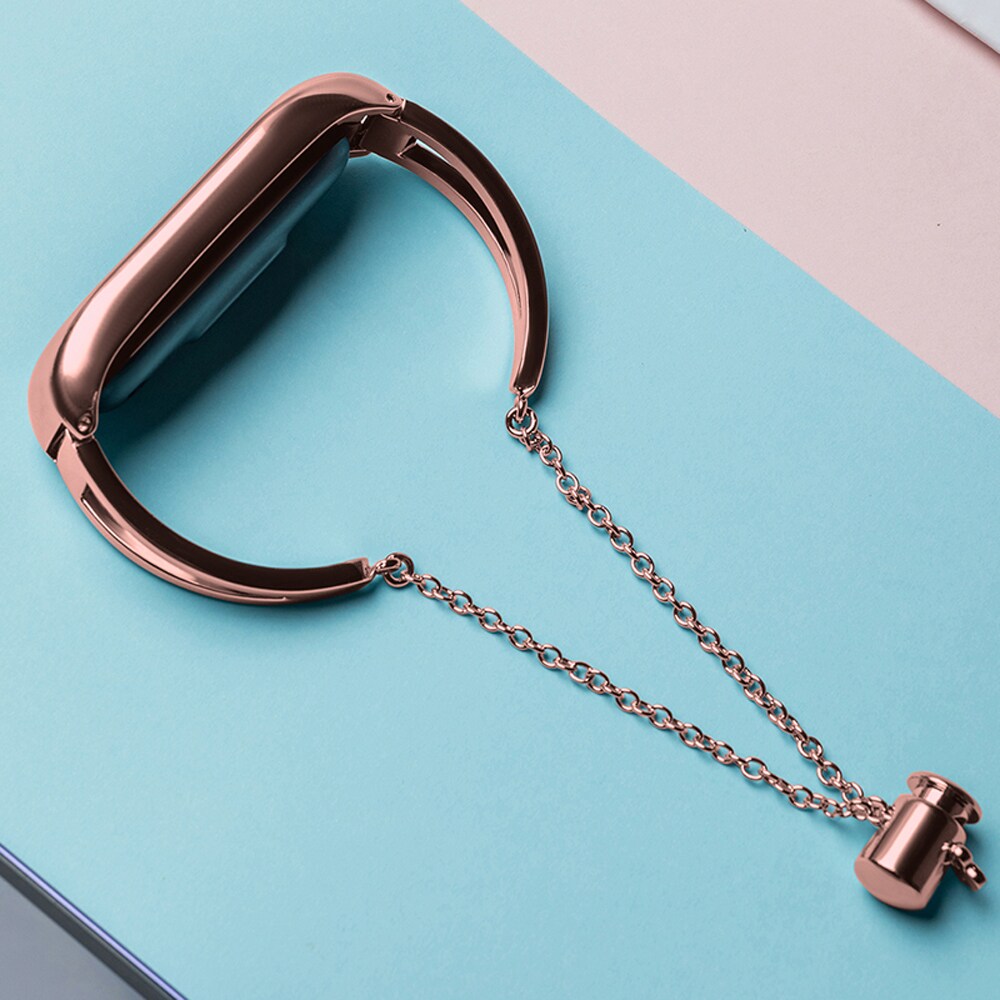Metallinen rannekoru Xiaomi Mi Band 3 / 4 / 5 / 6 bändi hihna - vaaleanpunainen