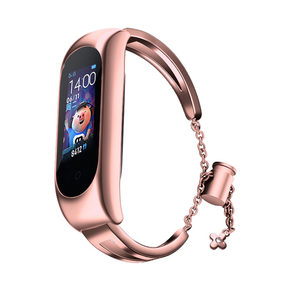 Metallinen rannekoru Xiaomi Mi Band 3 / 4 / 5 / 6 bändi hihna - vaaleanpunainen