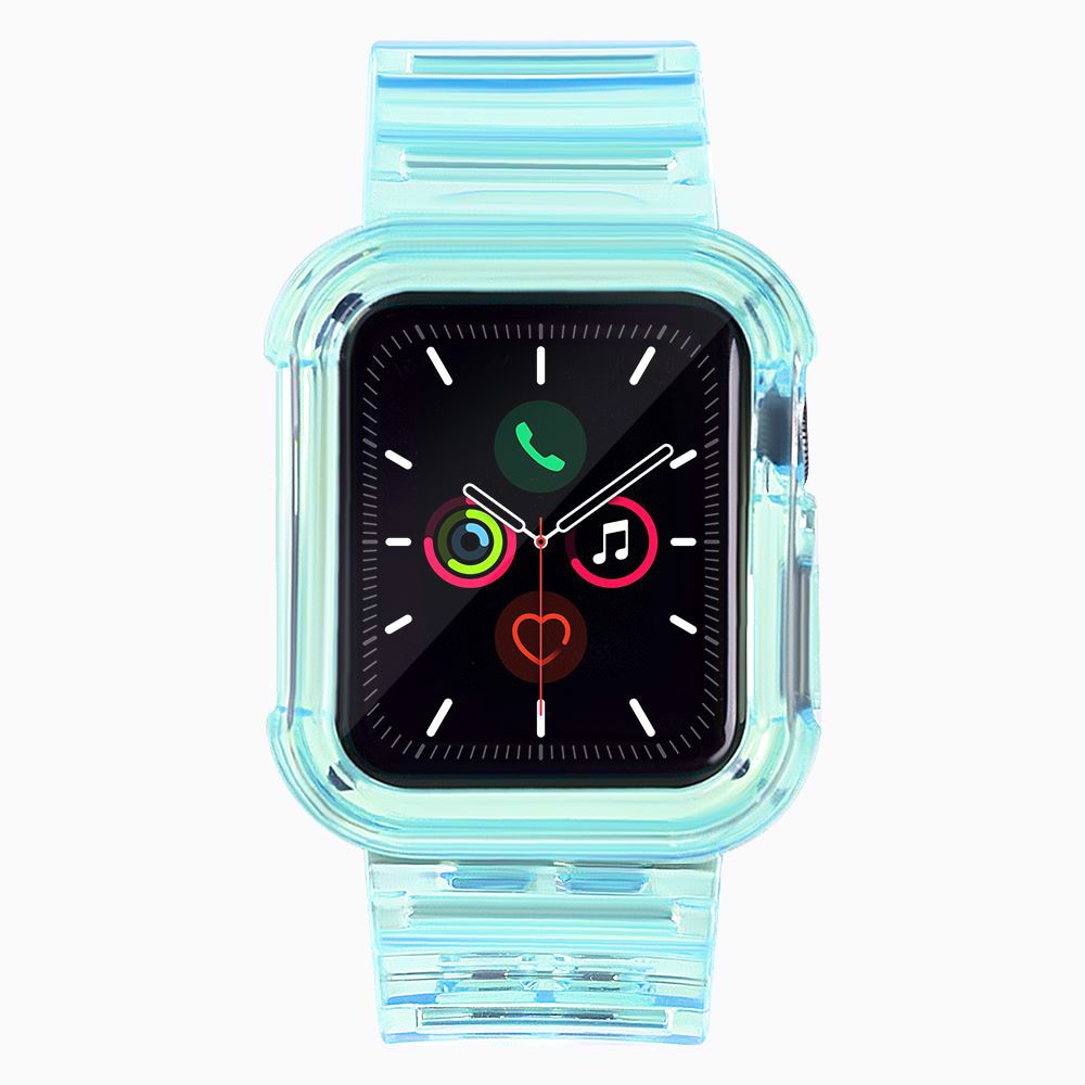 Silikoni nauha hihna rannekorun tapauksessa hihnan valosarja Apple Watch 44mm - sininen - sininen