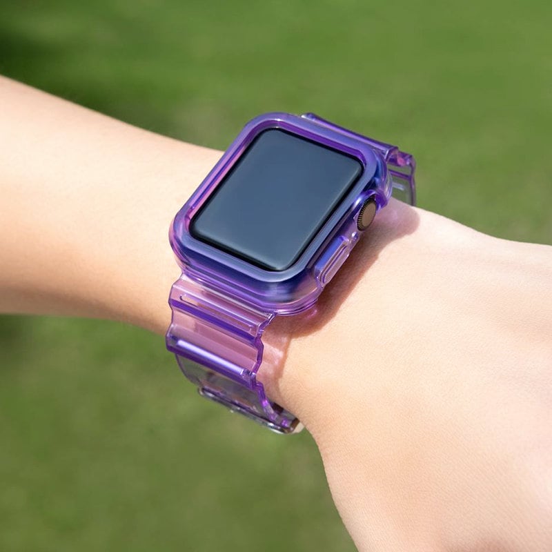 Silikoni nauha hihna rannekorun tapauksessa hihnan valosarja Apple katsella 44mm - violetti