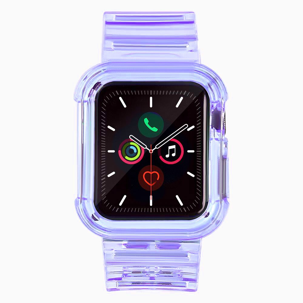Silikoni nauha hihna rannekorun tapauksessa hihnan valosarja Apple katsella 44mm - violetti