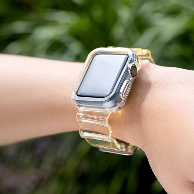 Silikoni nauha hihna rannekorun tapauksessa hihnan valosarja Apple katsella 44mm - keltainen